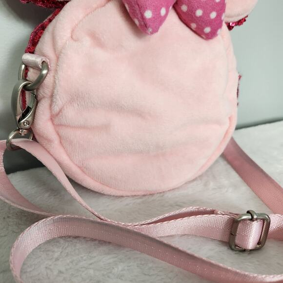 Disney Parks Minnie Mouse Macaron Plush Crossbody Bag Pink Sequin - Picture 4 of 11